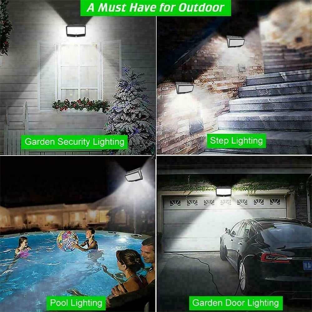 2Pcs 468LED Solar Lights Outdoor， Waterproof Security Solar Motion Sensor Outdoor Lights， Dusk to Dawn Outdoor Lighting for Balcony， Patio， Garage， Porch， Garden