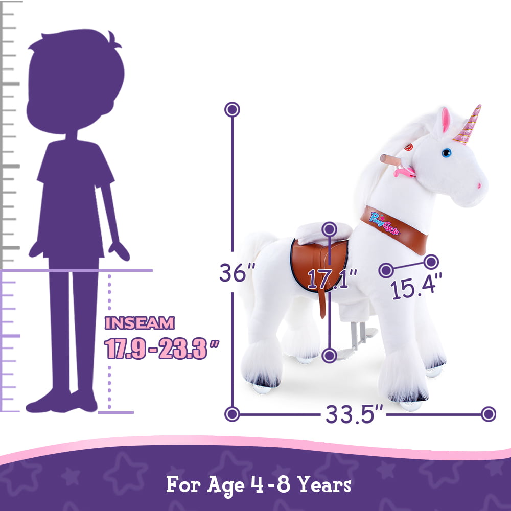 PonyCycle Ride on Unicorn toy for Children Age 4-8 White