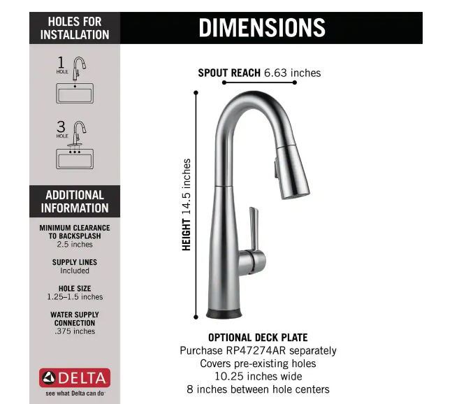 Delta Essa Touch2O Technology Single-Handle Bar Faucet in Arctic Stainless with MagnaTite Docking