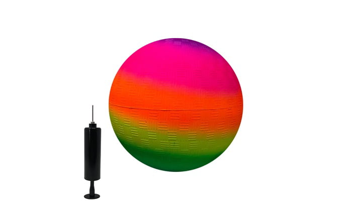 Waloo 9 inch PVC  Rainbow Playground Ball W/ Pump