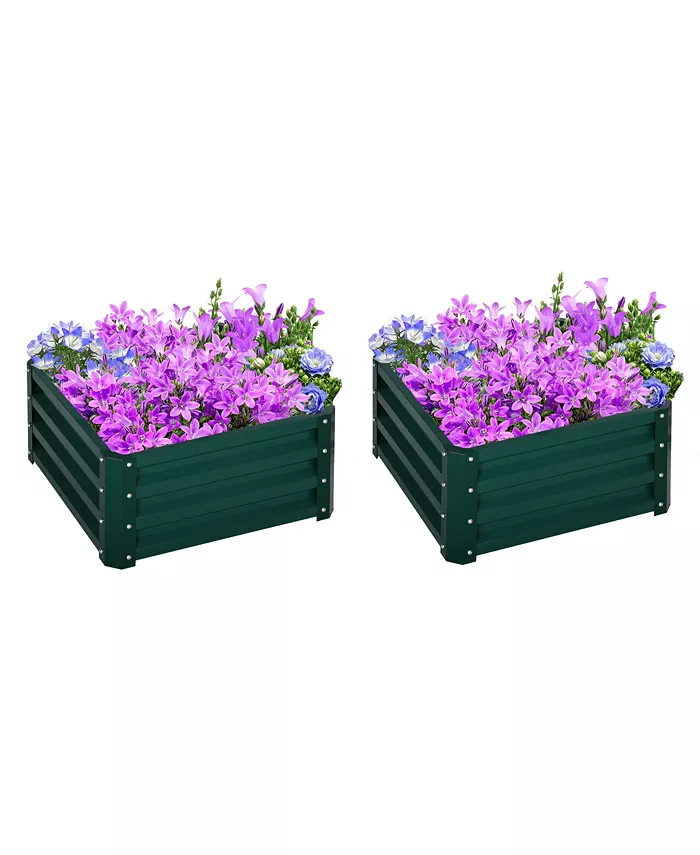 Outsunny Set of 2 Elevated Wall Garden Bed， Planter Boxes for Vegetables