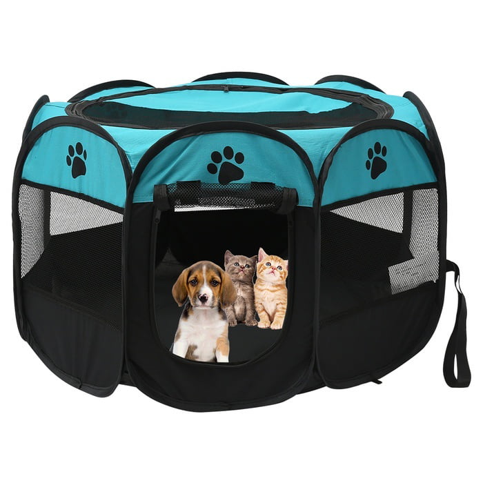 ODOMY Portable Foldable Pet Tent Playpen Fence Puppy Pen Soft Kennel Cat Cage Safe Guard Indoor Outdoor