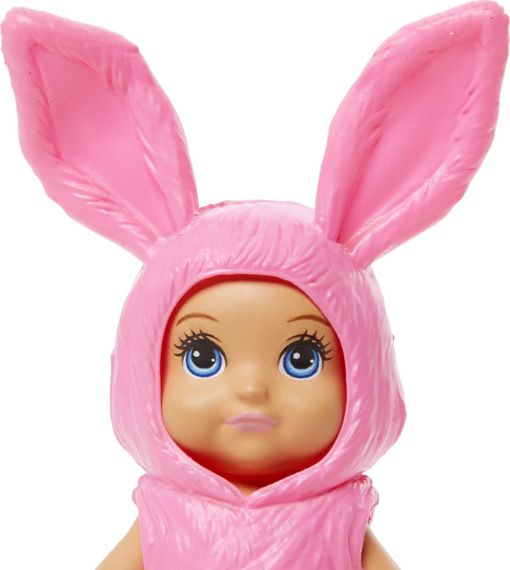 Barbie Doll, Baby with Removable Bunny Onesie Costume with Rabbit Ears & Diaper, Babysitters Inc