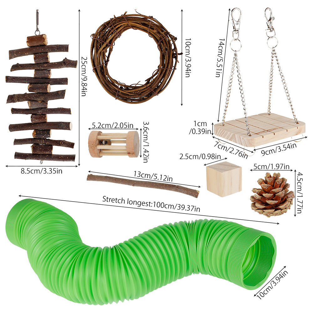 Willstar Wooden Hamster Chew Toy Set Gerbil Rabbit Guinea Pig Pet Playing Sports Accessories Dental Care