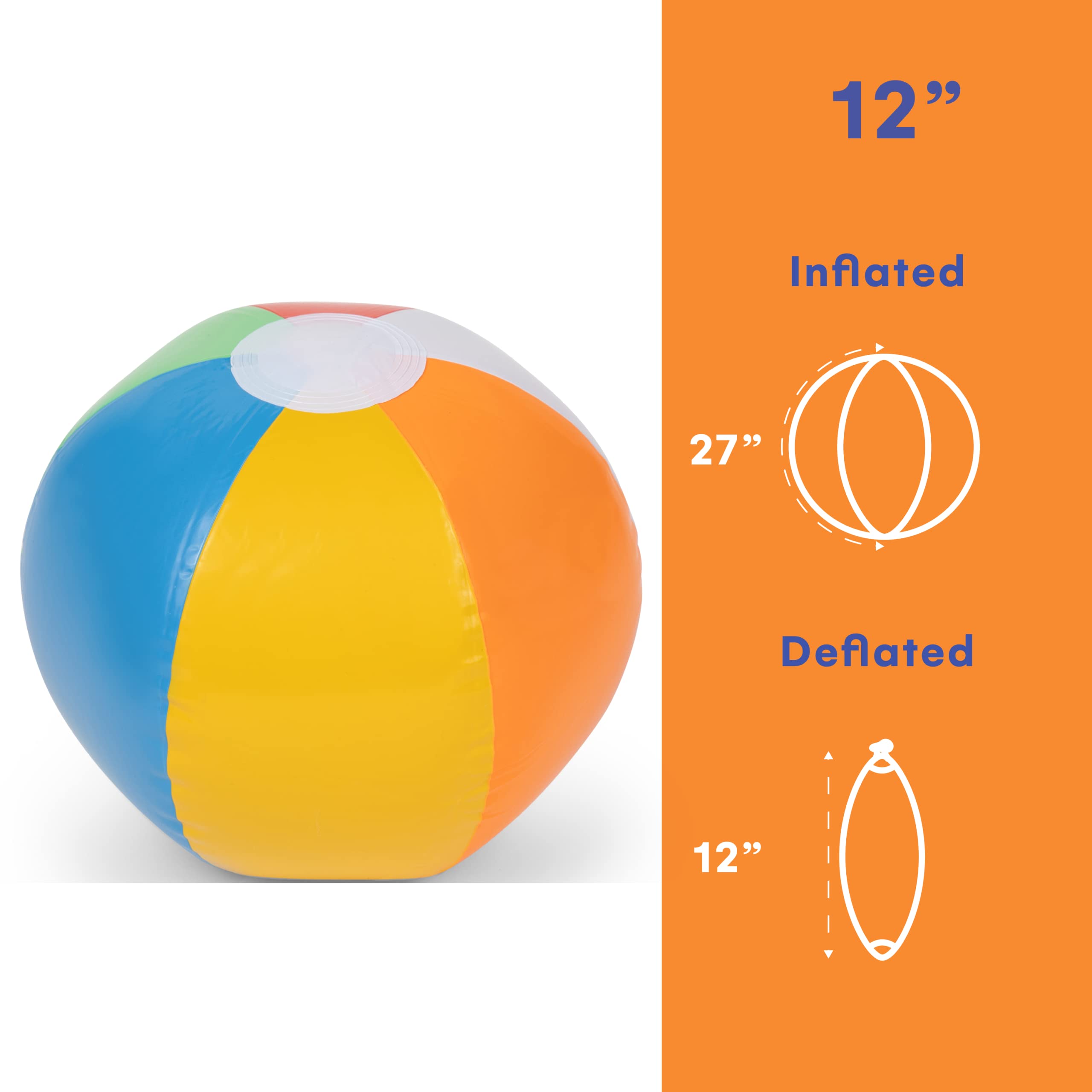 Large Beach Balls Bulk Pack - Big Inflatable Beach Ball 24 Inch - Giant Beach