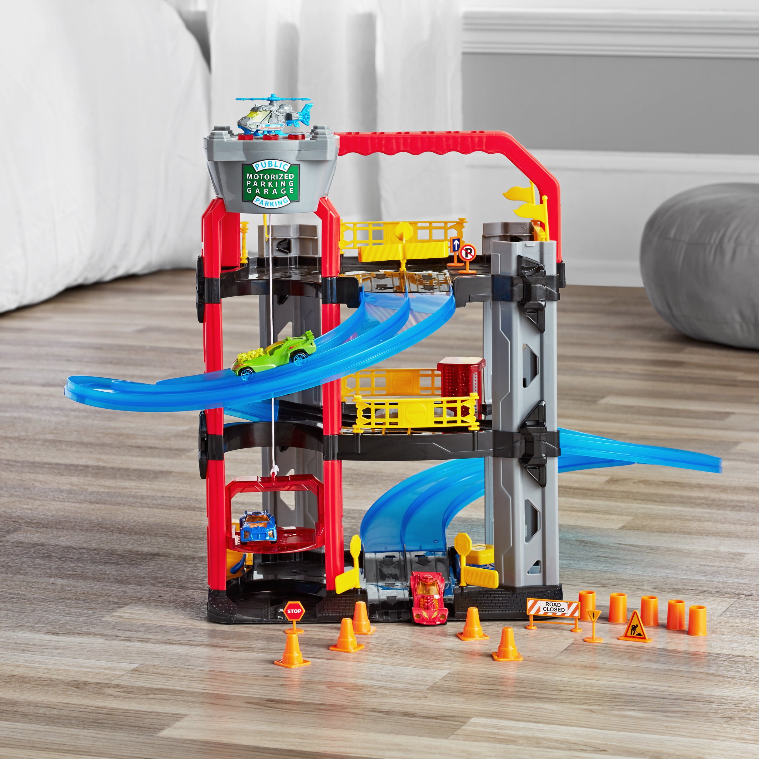 Adventure Force Motorized Take and Play Race Car Parking Garage