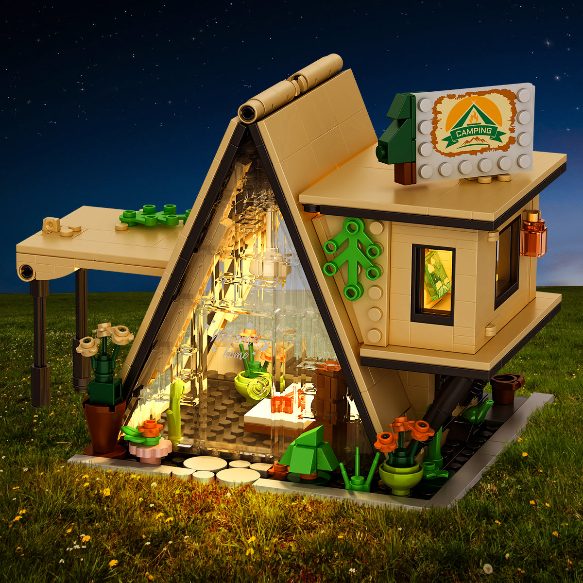 HOGOKIDS Forest Camp House Sets，579 PCS Building Toy Kit for Boys and Girls，with LED lights and batteries，Creative Gift for Kids 6 7 8 9 10 11 12 and Building Blocks Lover