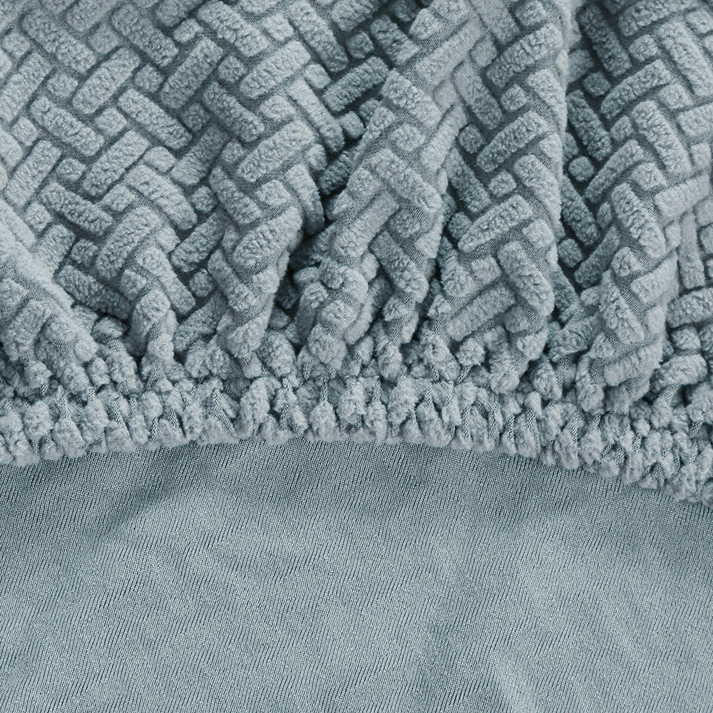 Stretch 2-Piece Elegant Pure Color Wing Chair Slipcover , Machine Washable Jacquard Knitted Fabric