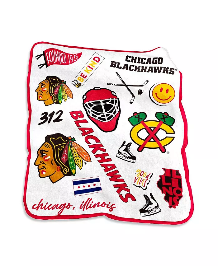 Logo Brands Chicago Blackhawks 50'' x 60'' Native Raschel Plush Throw Blanket