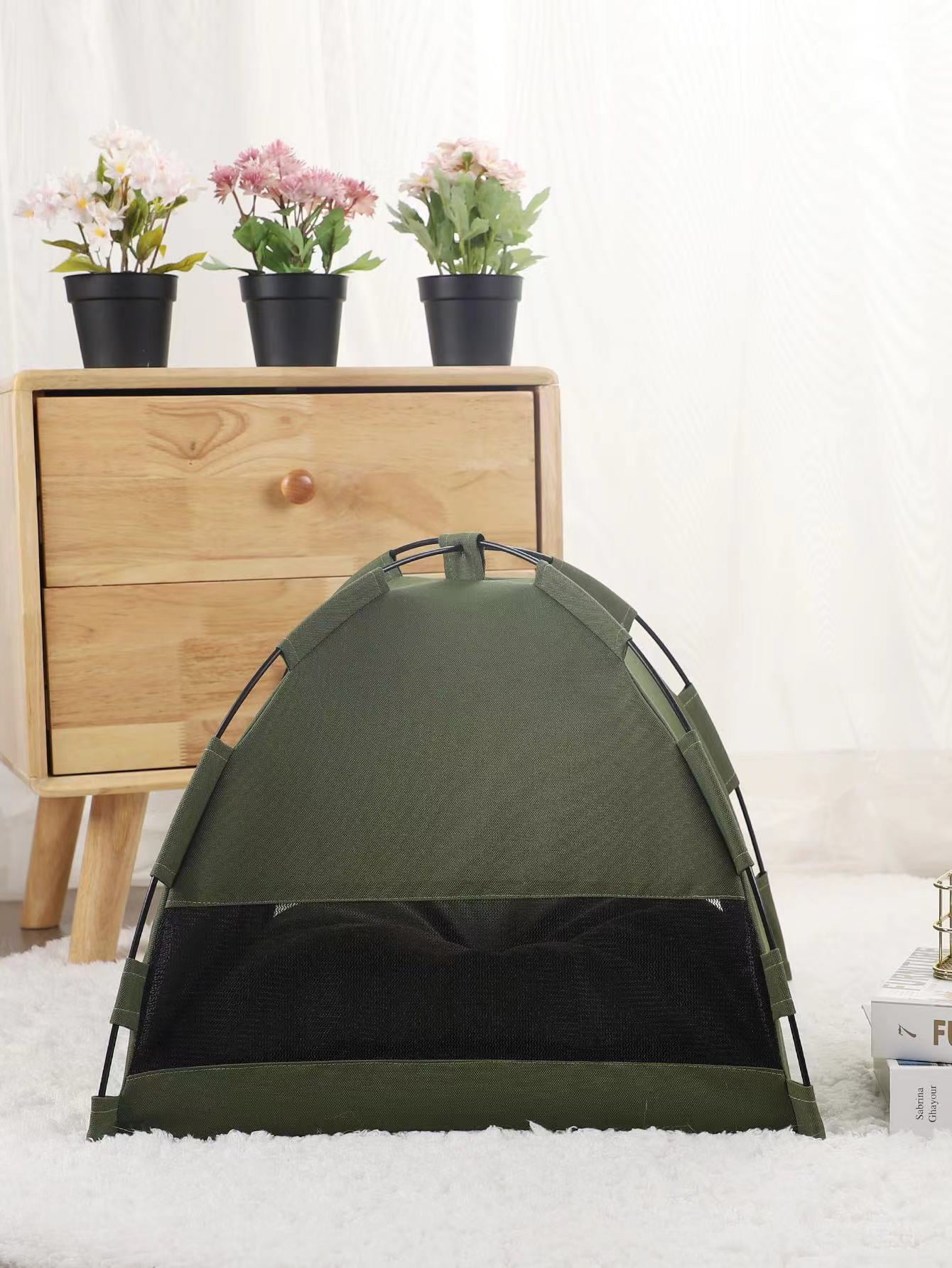 Cat Tent for Indoor Outdoor Cats， Kitten Bed，Cat Cave Bed，Warm Enclosed Covered Cat Tent，Outdoor Cave Bed House for Cats，Puppy or Small Pets(15.8'' x 15.8''  x 13.8''， Green)