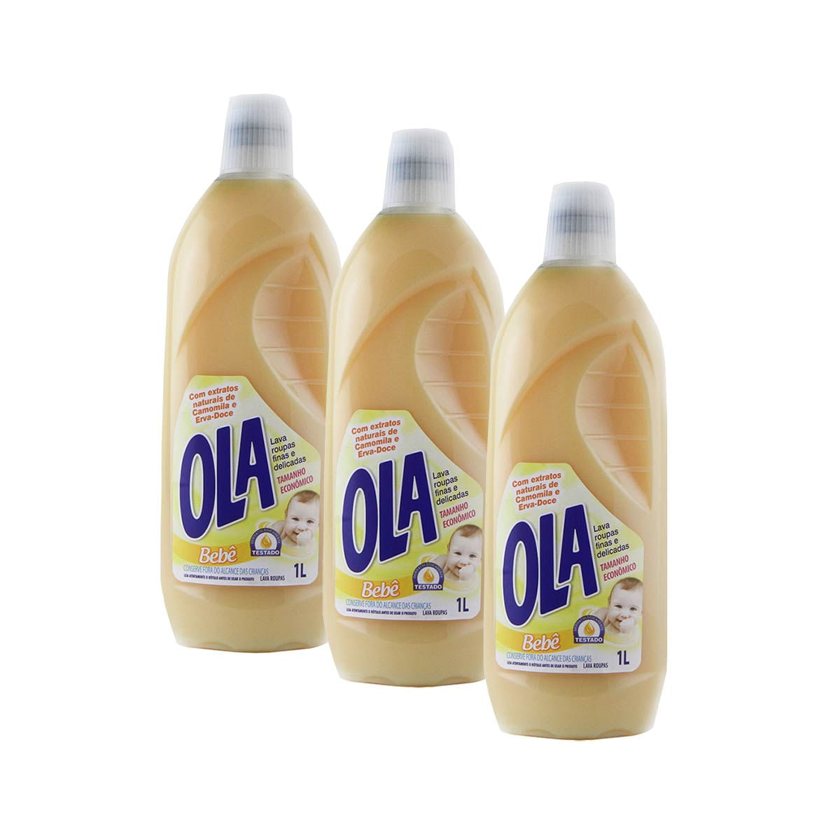 Kit Lava Roupas Liquido Ola Bebe 1 L com 3 Unidades