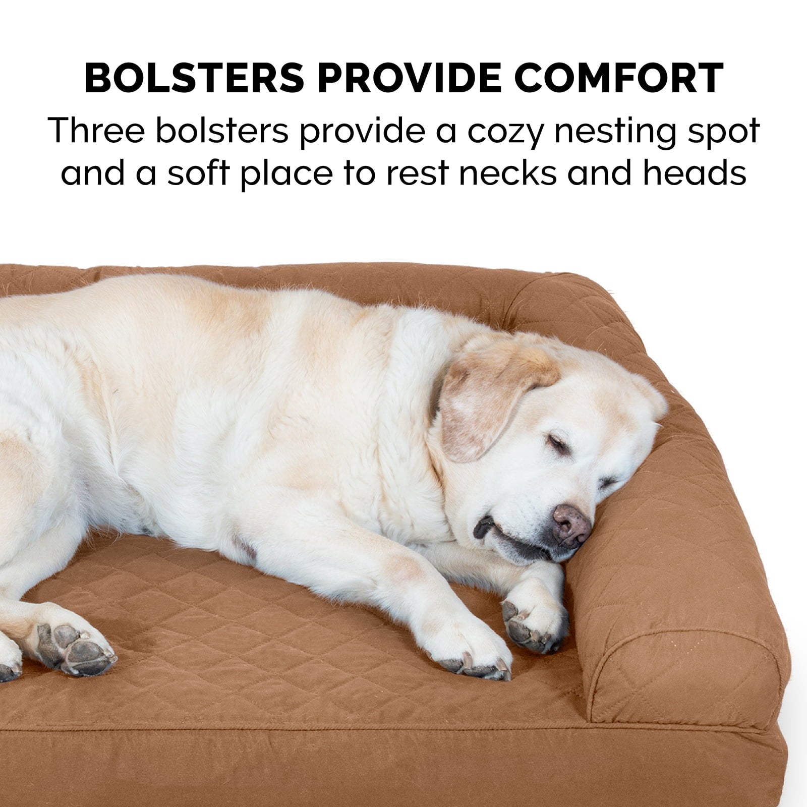 FurHaven Pet Products | Full Support Orthopedic Quilted Sofa-Style Couch Pet Bed for Dogs and Cats - Toasted Brown， Large