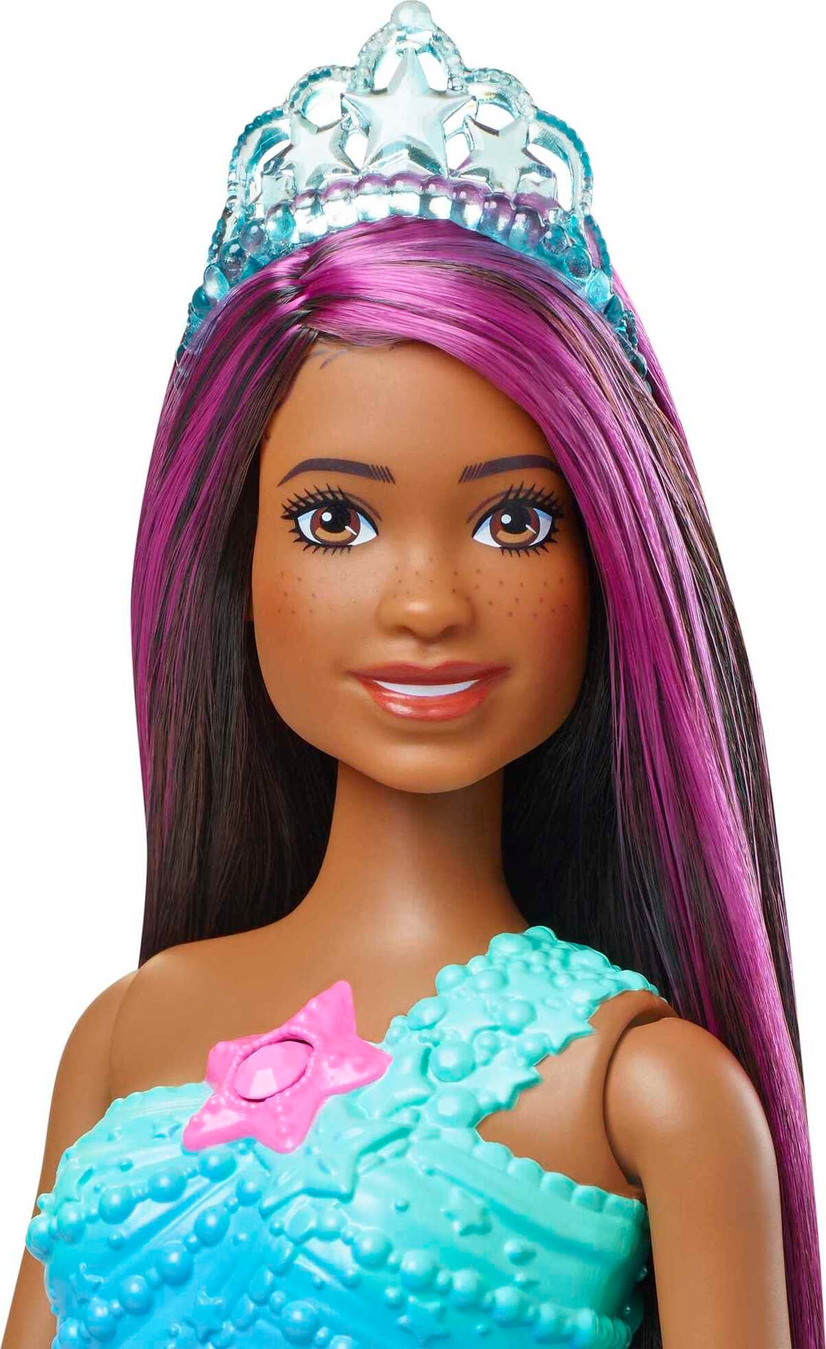 Barbie Dreamtopia Mermaid Doll with Twinkle Light-Up Tail and Purple-Streaked Hair