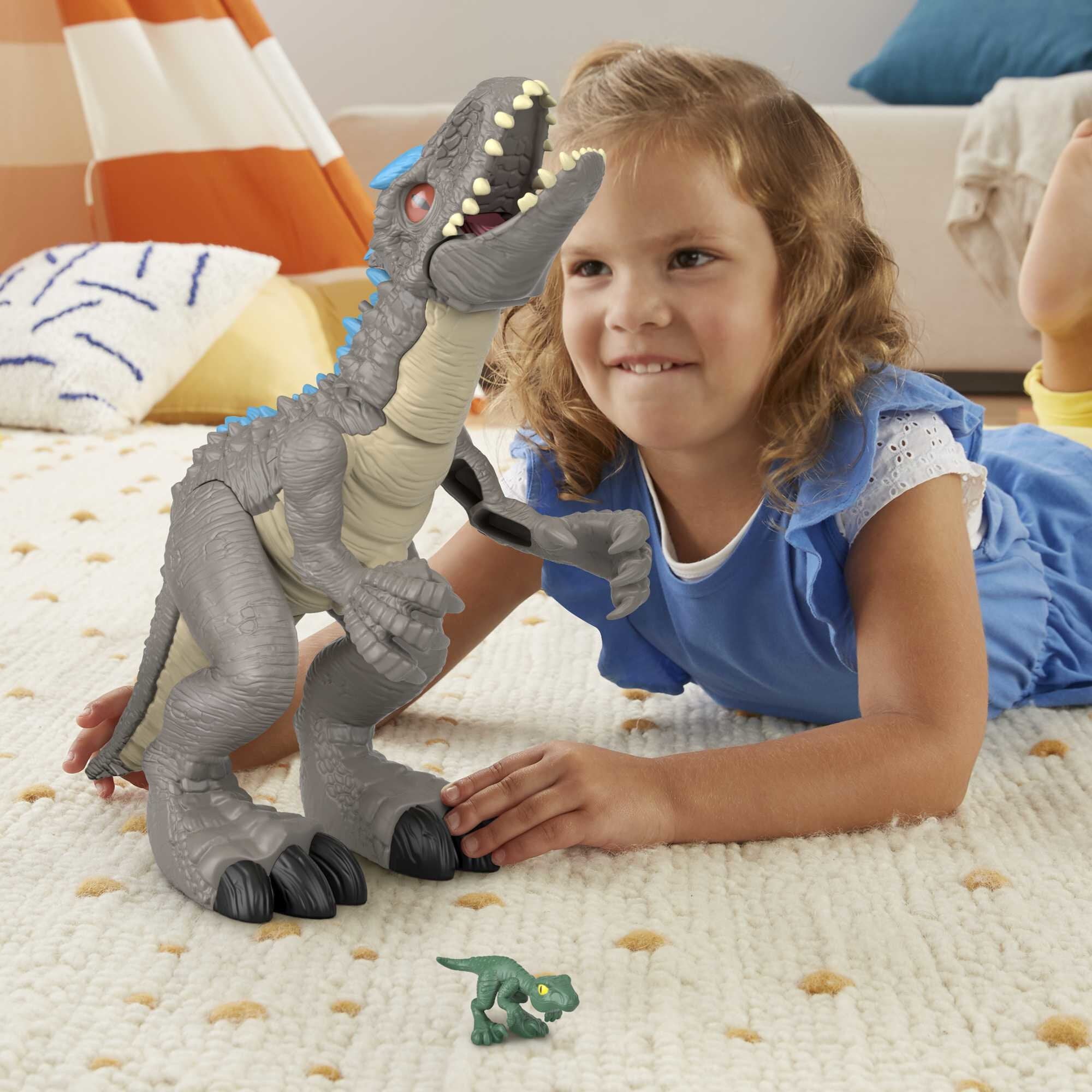 Imaginext Jurassic World Indominus Rex Dinosaur Toy with Thrashing Action for Preschool Child