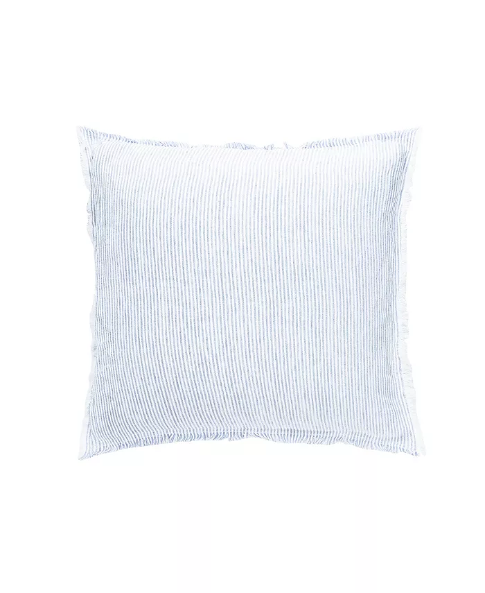 Anaya Home Sky Blue White Striped Linen Throw Down Alternative Pillow