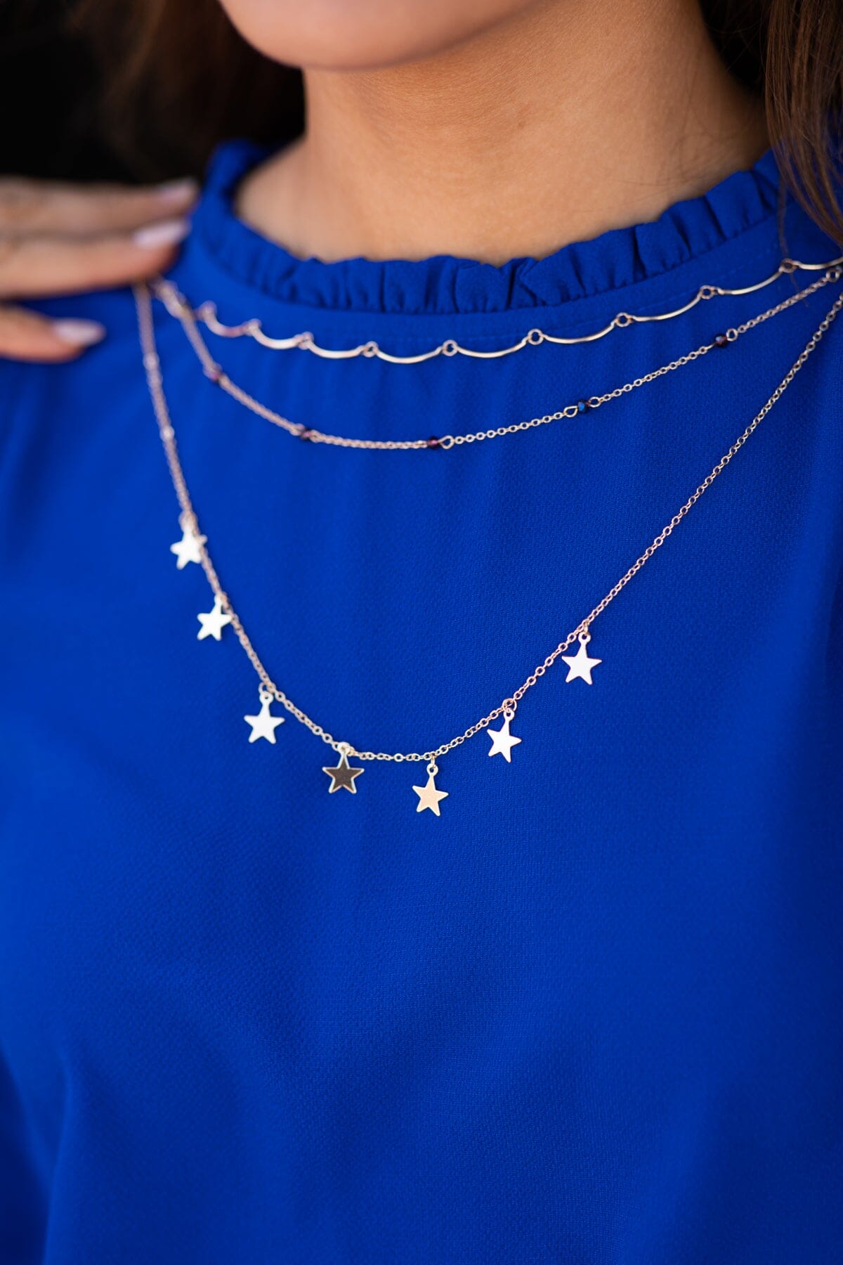 Gold Multi Strand Necklace With Stars