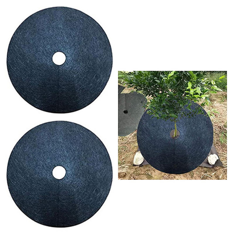 2Pcs Tree Weed Barrier Mat， 28 Inch Non-Woven Landscape Fabric Tree Ring Landscape for Indoor Outdoor Tree Edging Protection