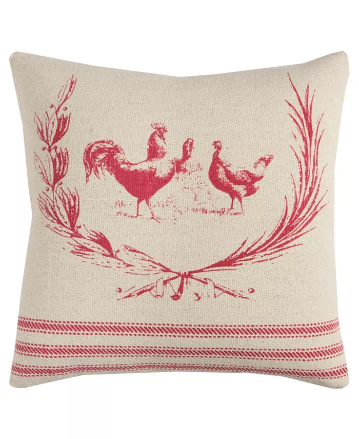 Rizzy Home Rooster Polyester Filled Decorative Pillow， 20