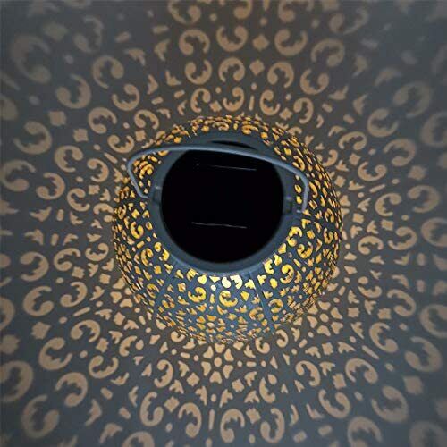 EpicGadget Garden Solar Lights Outdoor Metal LED Decorative Retro Lamp Teal Blue Large Hanging Lantern Fairy Lights for Patio， Courtyard， Balcony， Lawn， Pathway， Landscape， Yard