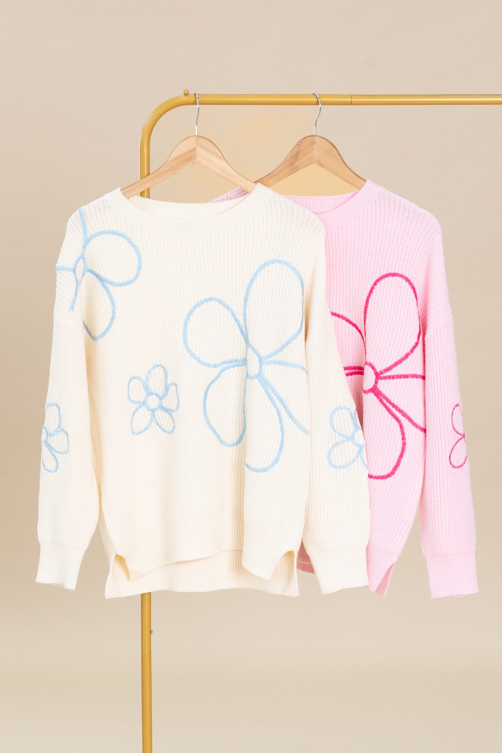Flower Pattern Knit Pullover Sweaters