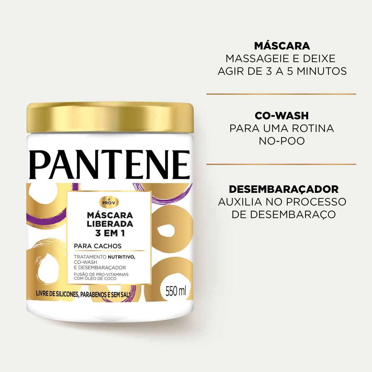 Mascara Pantene Pro-Vitaminas 3 em 1 Liberada 550ml