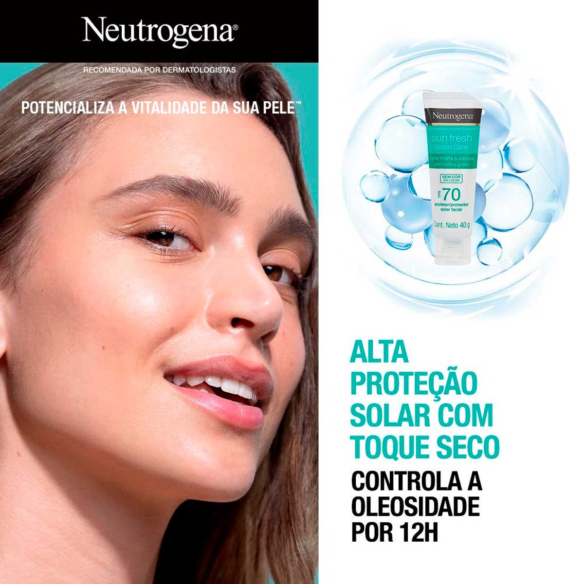 Protetor Solar Facial FPS 70 Neutrogena Sun Fresh Derm Care Sem Cor 40g