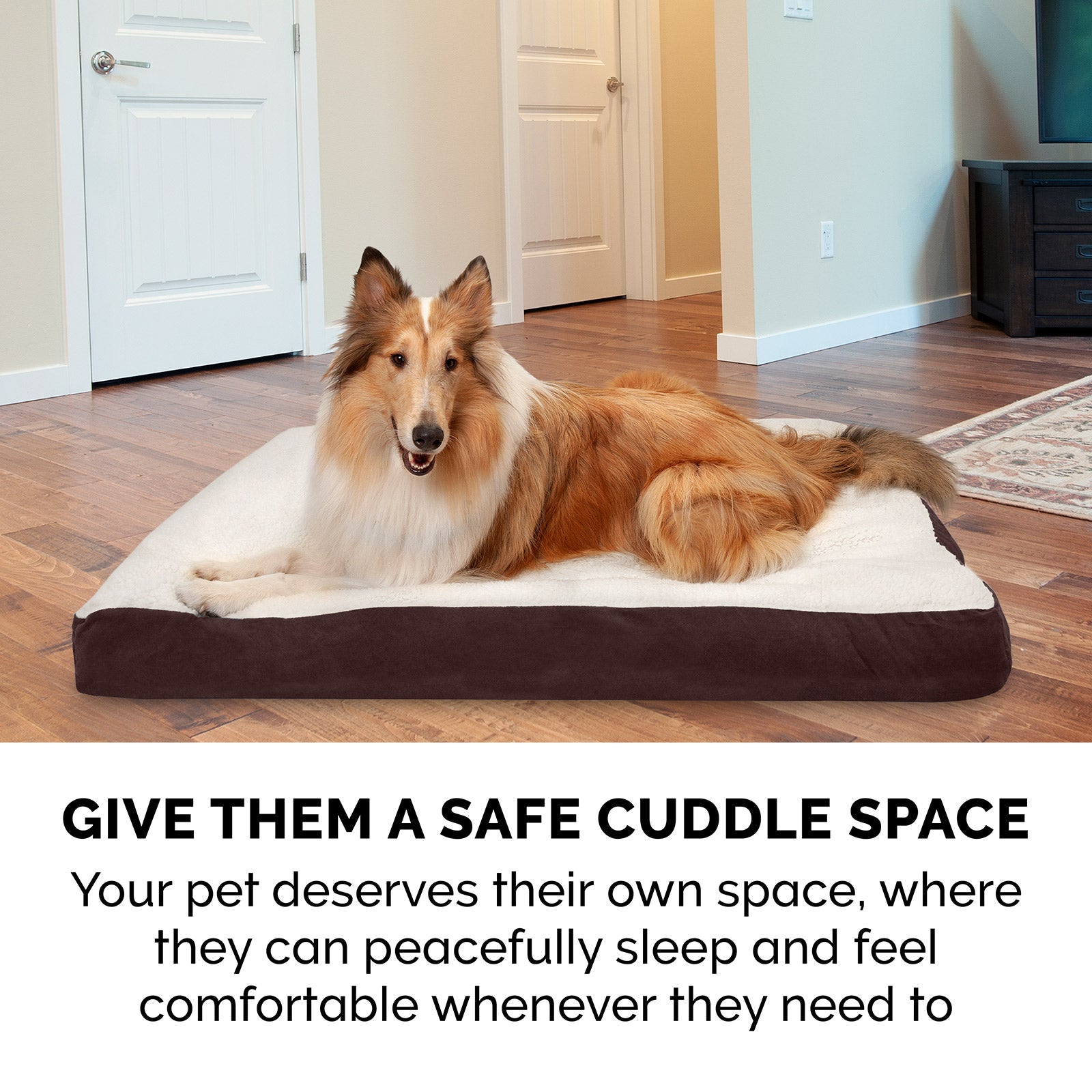 FurHaven Pet Products， Deluxe Sherpa and Suede Pillow Bed for Dogs and Cats， Espresso， Extra Large