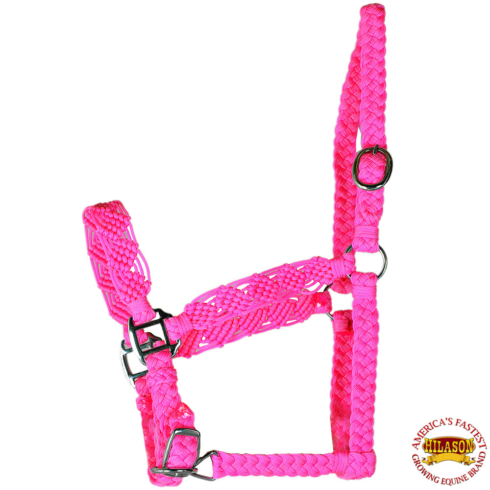 47DL Hilason Premium Flat Braided Paracord Horse Halter Pink