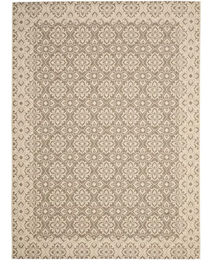 Safavieh Courtyard Brown and Creme 8' x 11' Outdoor Area Rug
