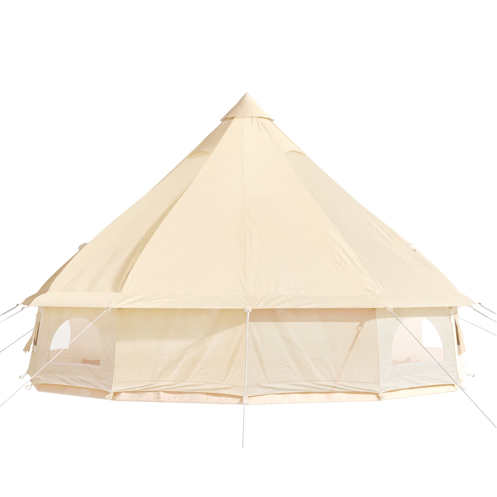 VEVORbrand Canvas Bell Tent 23ft Cotton Canvas Tent with Wall Stove Jacket Glamping Tent Waterproof Bell Tent for Family Camping Outdoor Hunting in 4 Seasons