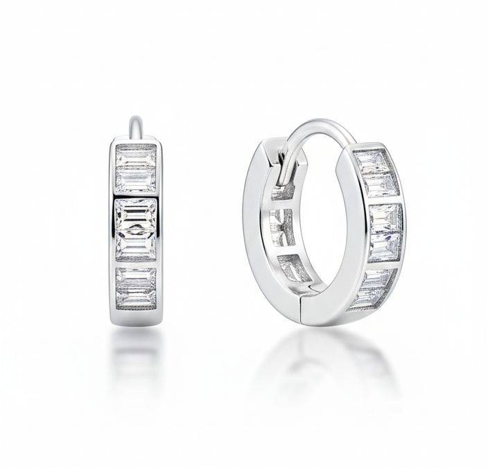 Argolinha Click Zircônia Retangular