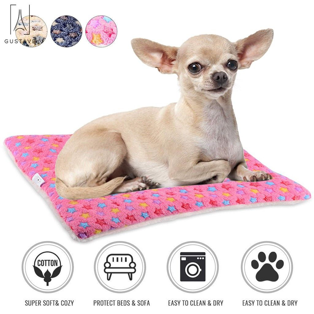 GustaveDesign Large Dog Pet Sleep Mat Soft Warm Reversible Fleece Crate Bed Mat Kennel Pad Cage Cushion for Large Small Medium Dog Cat 