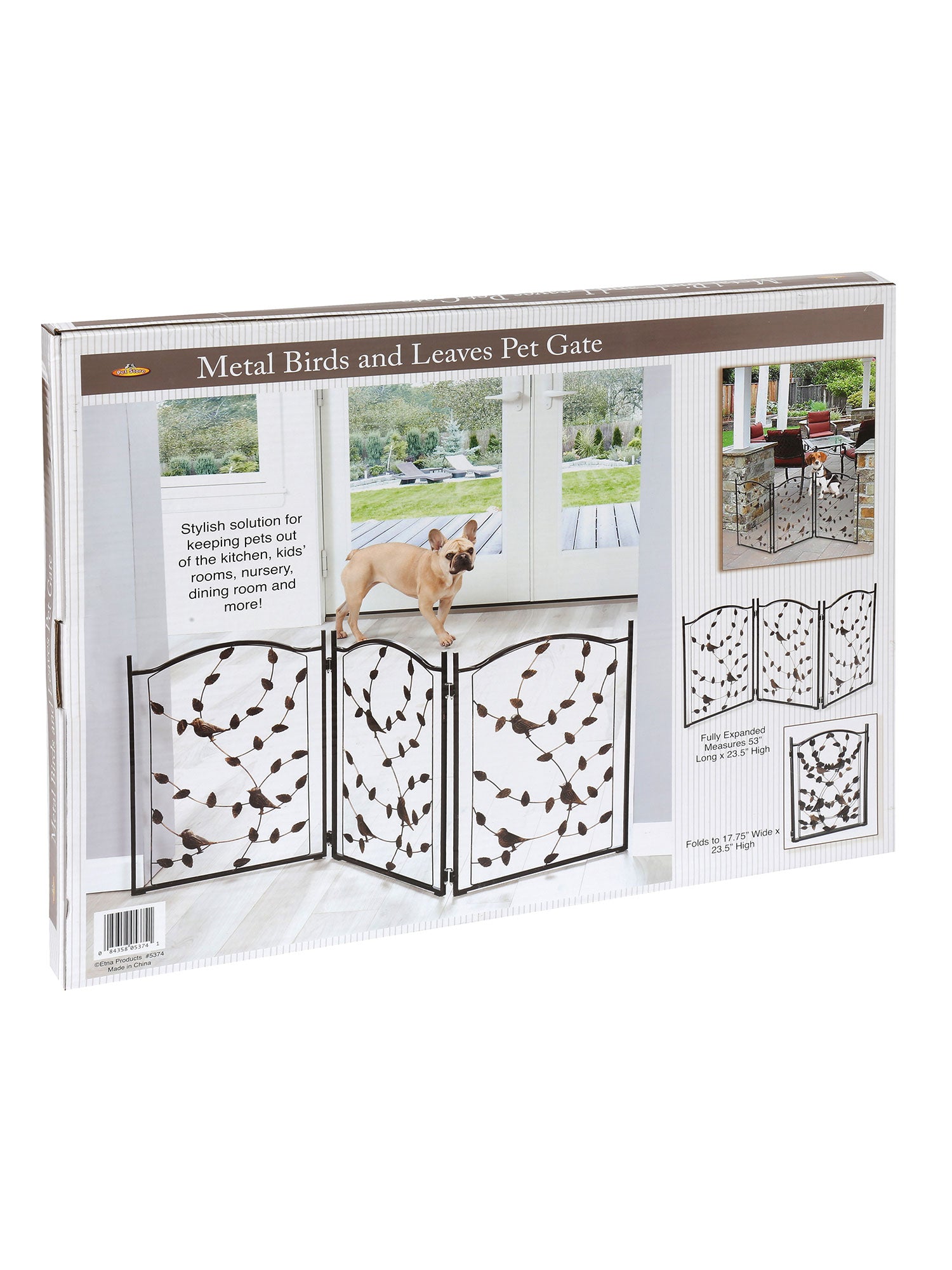 3 Panel Pet Gate -Trifold Metal Leaf Bird Dog Gate - 53