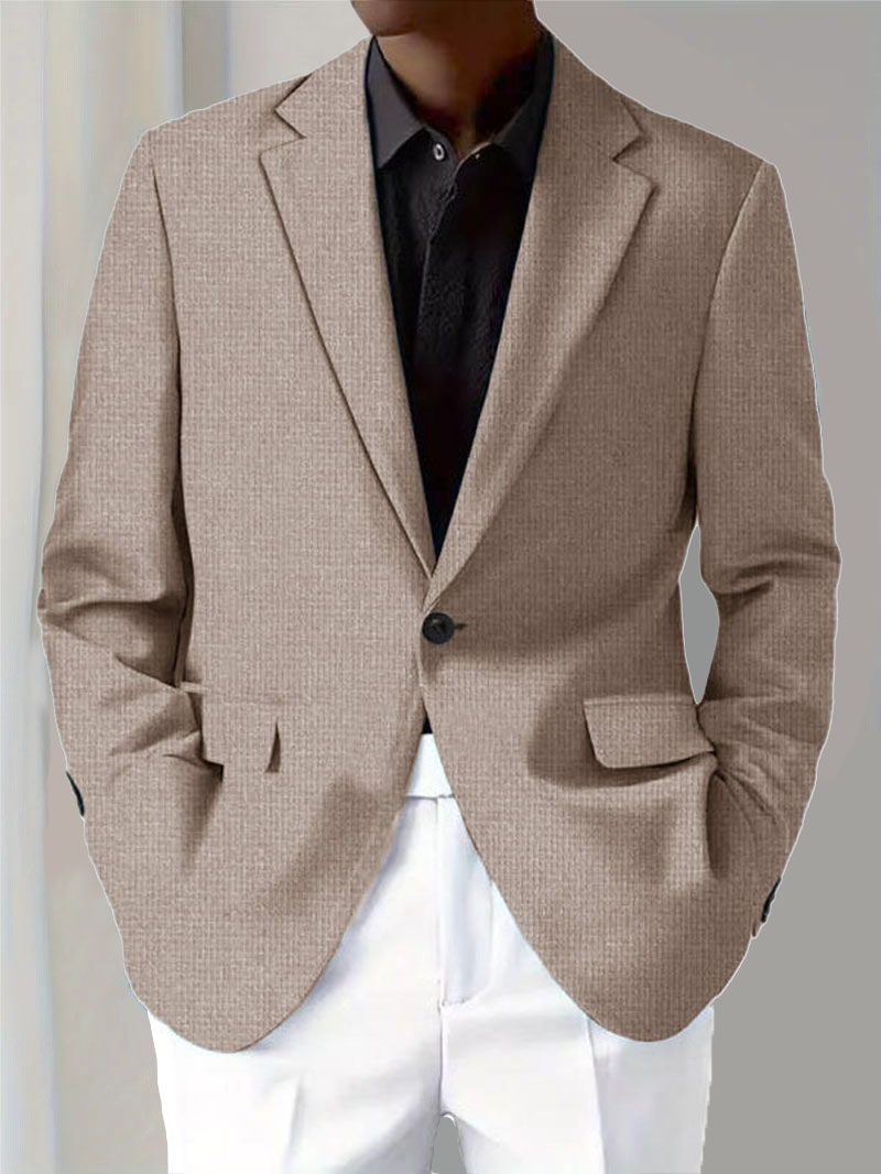 Men's Casual Solid Notch Lapel One Button Blazer