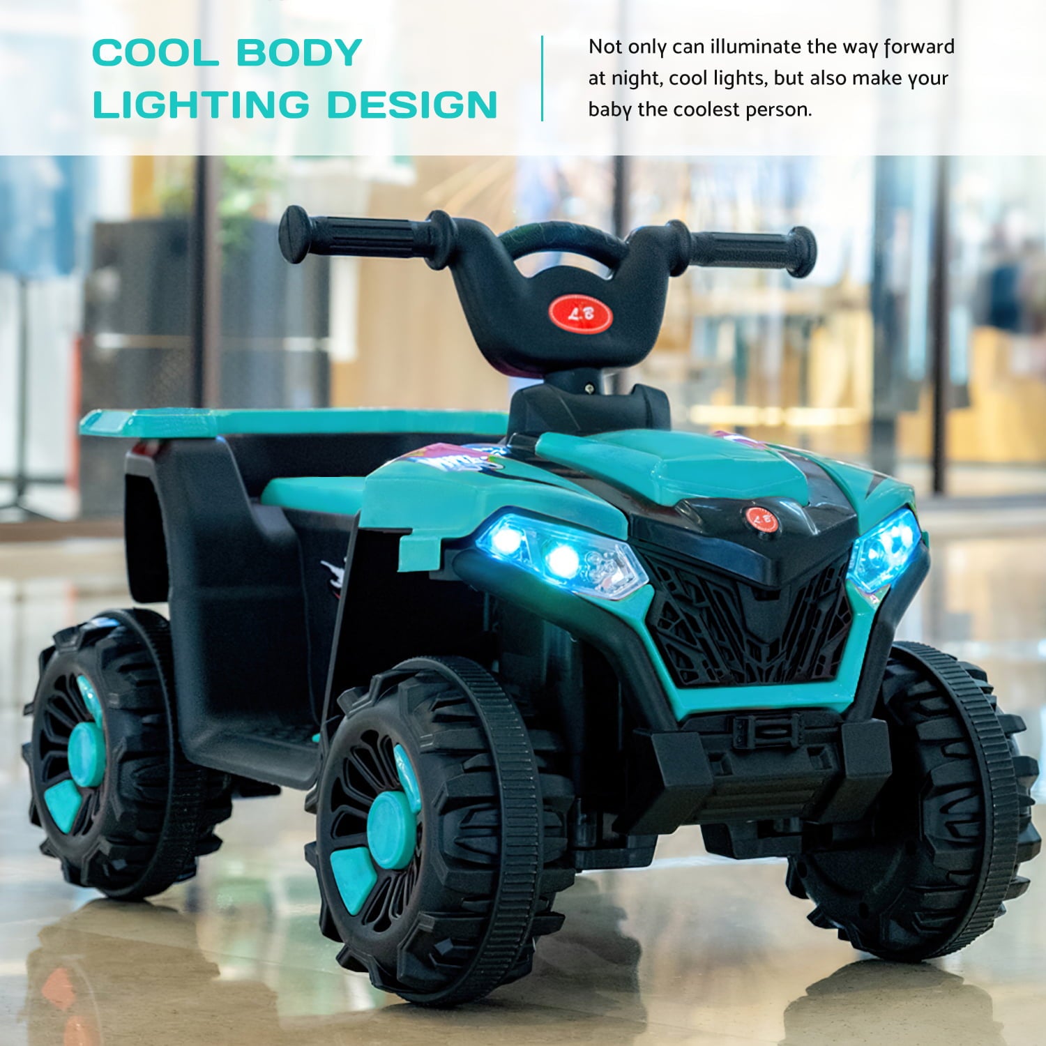 Werseon Kids Ride On ATV，Electric 4-Wheeler Car，6V Battery Powered Electric Vehicle with LED Lights， Green