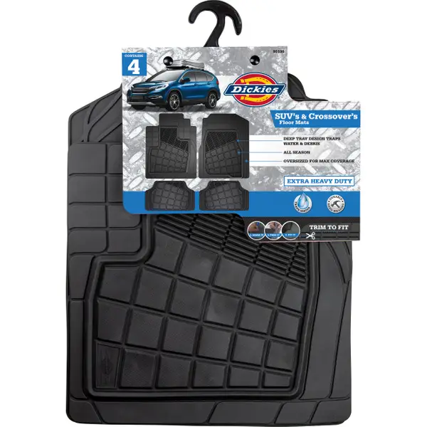 Dickies Icon 4-Piece SUV Black Rubber Floor Mats