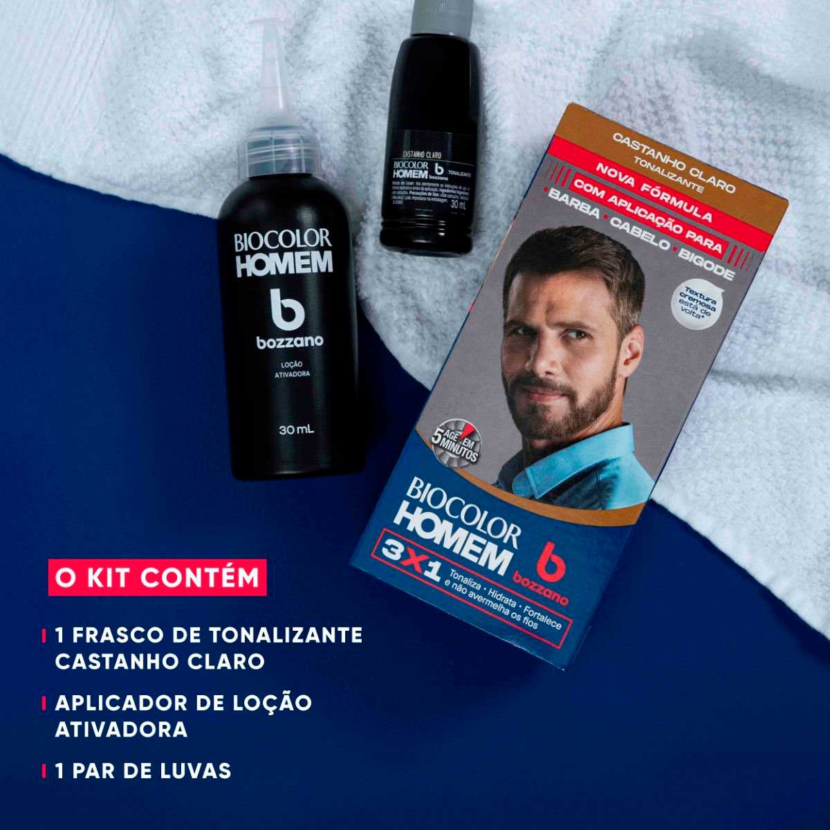 Tonalizante de Cabelo Masculino Biocolor Homem Bozzano Castanho Claro