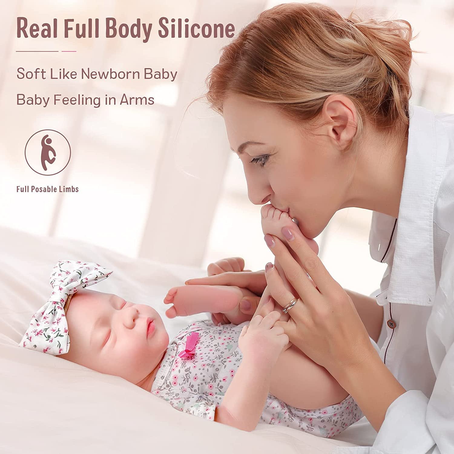 BABESIDE 17 inch Reborn Baby Dolls Full Body Silicone Realistic Newborn Baby Dolls with Clothes Christmas Gift for Kids Age 3+