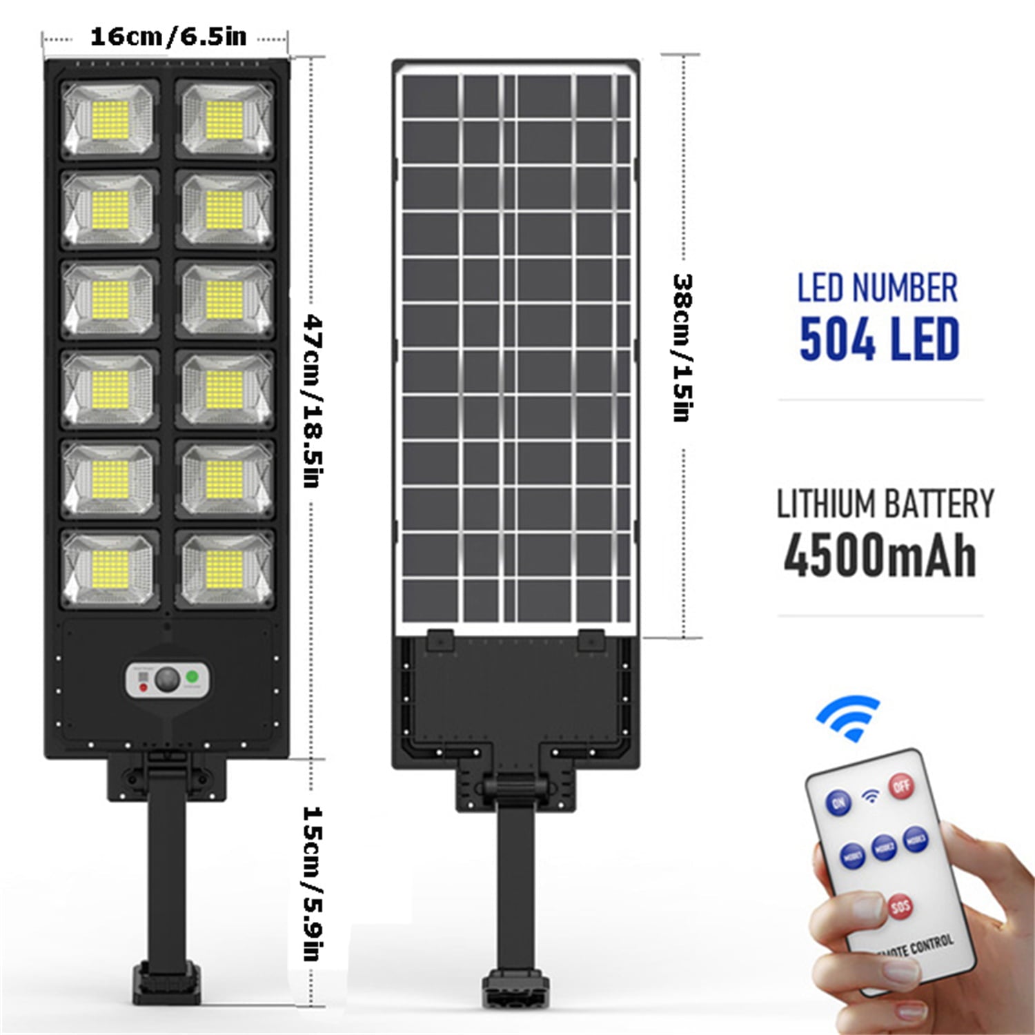 Super Bright Solar Street Lights， 5500LM 6500K Ultra Bright Dusk to Dawn Solar Motion Sensor Lights with Remote Control， Solar Security Wall Light Road Lamp for Garden Yard Patio Parking Lot