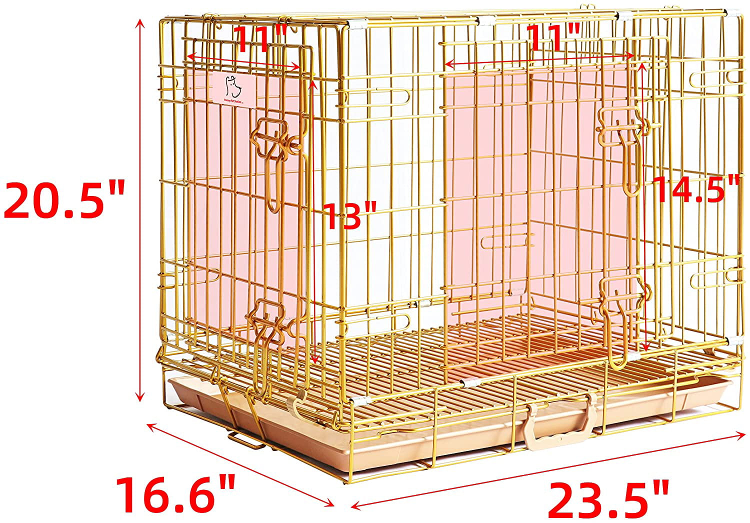 Homey Pet Double-Door Dog Crate Tray Removable Floor Grid，24