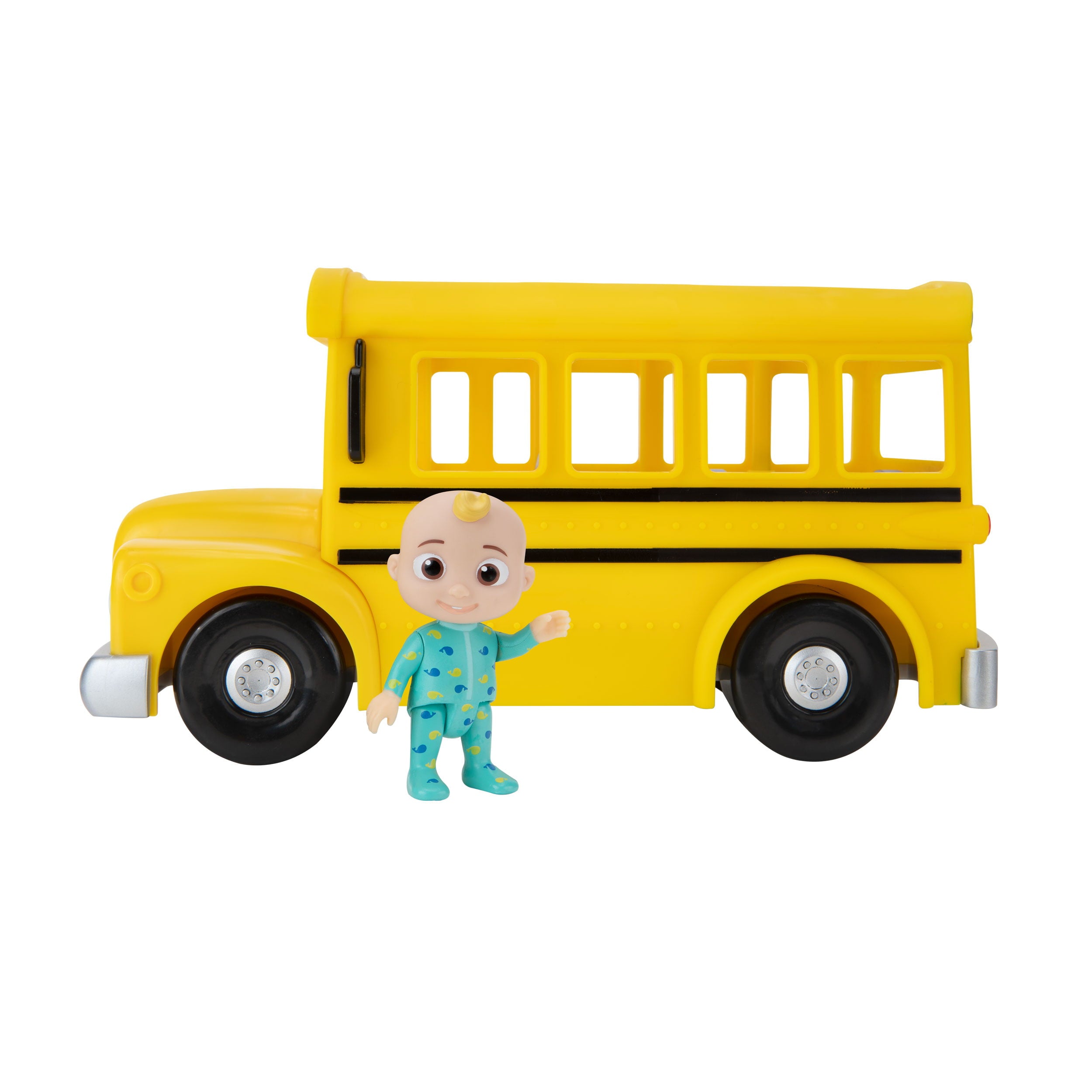 CoComelon Official Yellow JJ School Bus with Sound， 10IN Feature Vehicle with 3in Figure