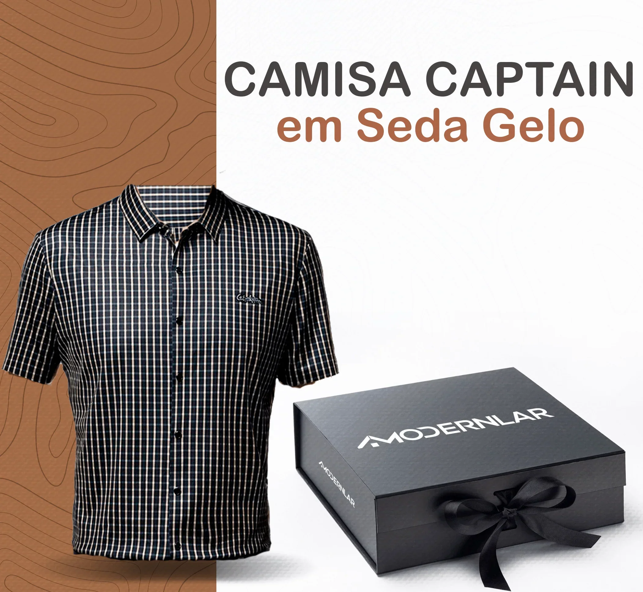 Camisa em Seda Gelo Captain™  Xadrez Náutico para o Homem de Prestígio!