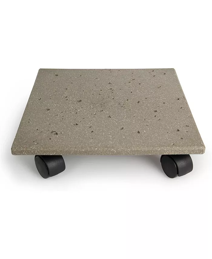 Plastec CD712 Terra Stone Plant Flower Pot Moveable Caddy， Gray， 12