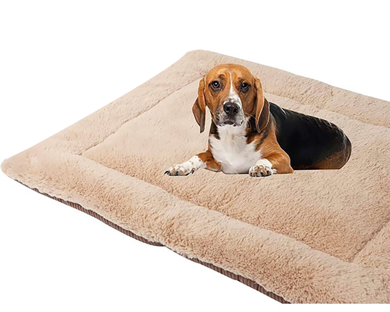 Fovien Dog Bed Crate Mat Kennel Pad Washable Orthopedic Pillow Pet Beds Dense Cushion Padding Bolster khaki M