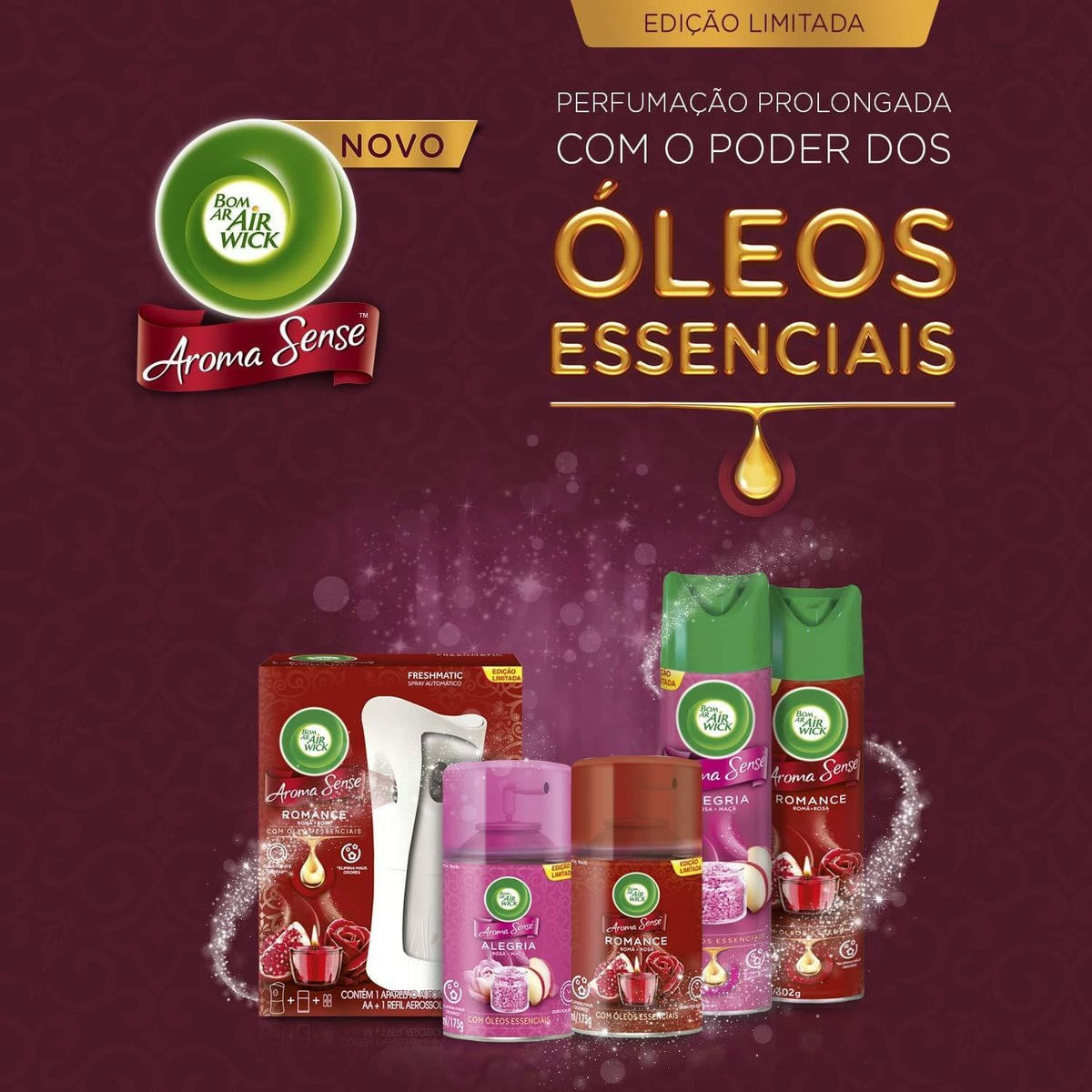 Aromatizador Bom Ar Aerossol Aroma Sense Romance 360ml