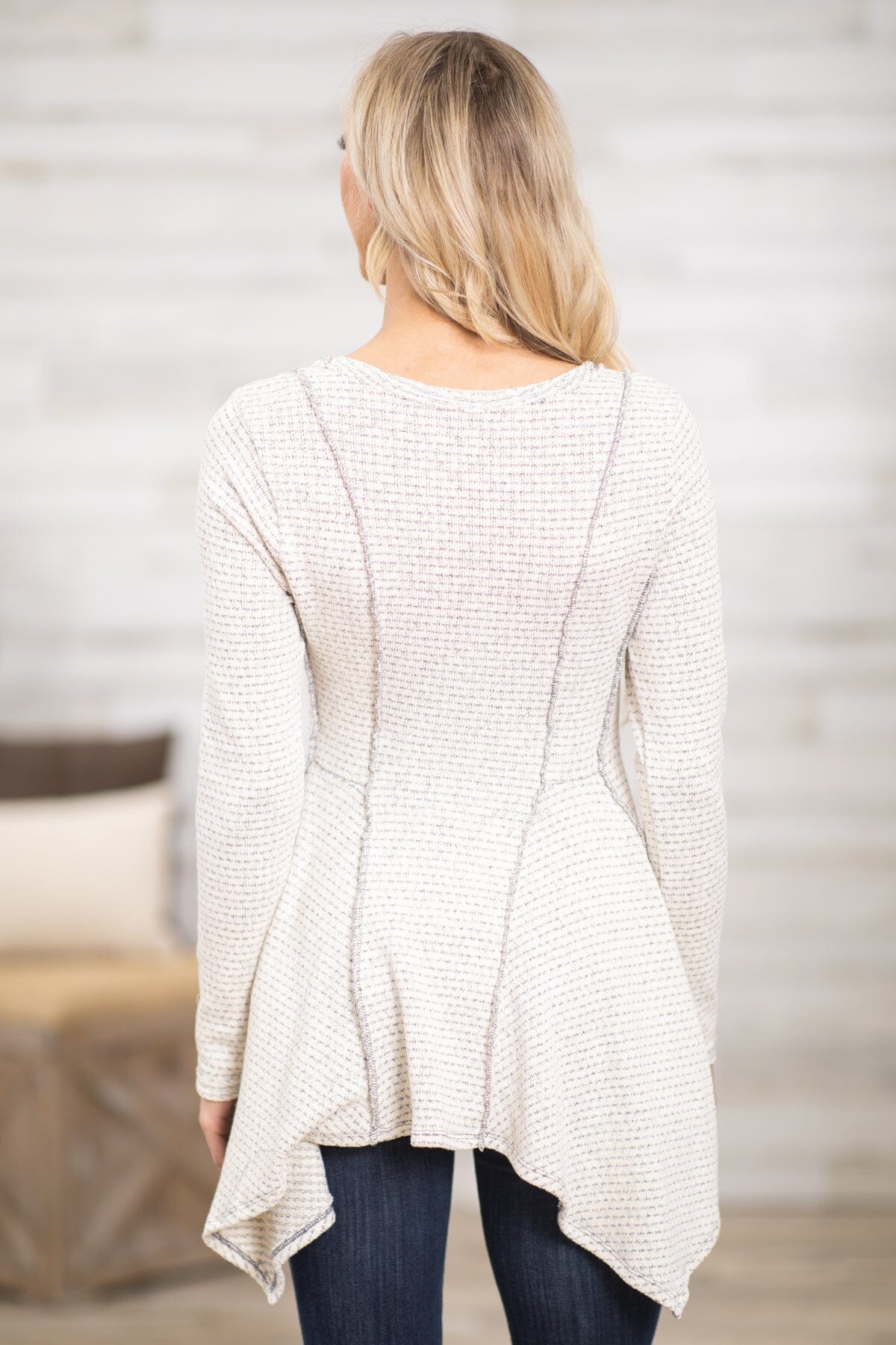 Ivory Reverse Seam Hanky Hem Tunic