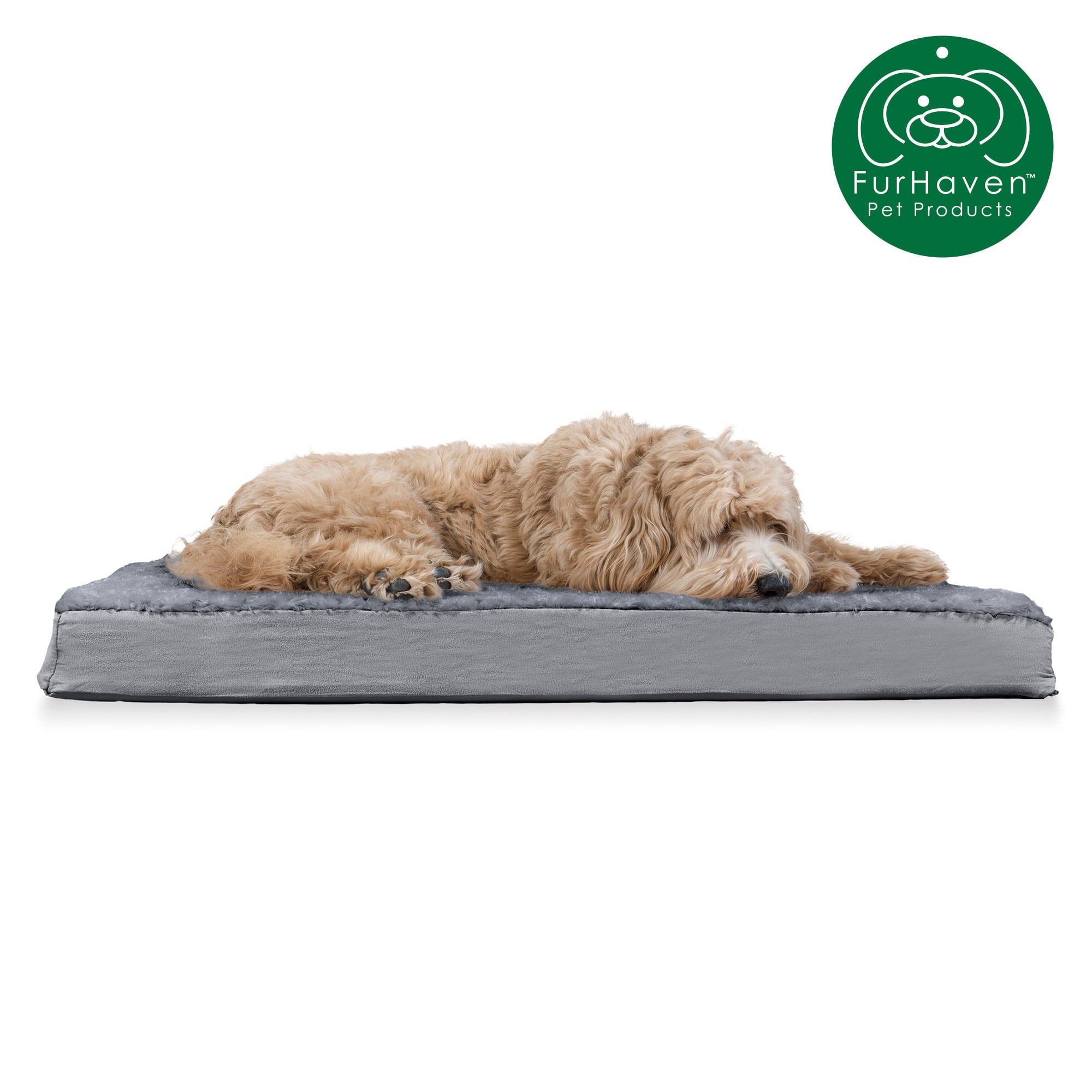 FurHaven Pet Products | Deluxe Cooling Gel Memory Foam Orthopedic Ultra Plush Mattress Pet Bed for Dogs and Cats， Gray， Large