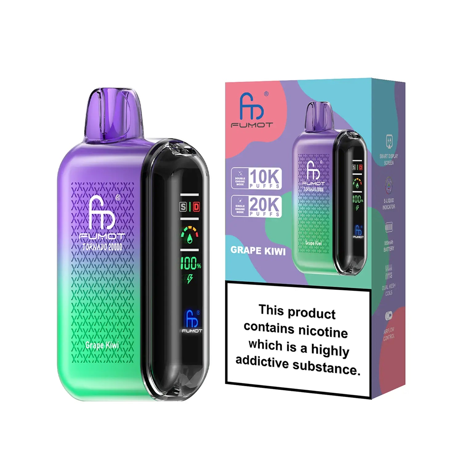 Fumot Tornado Vape 20000 - Grape Kiwi