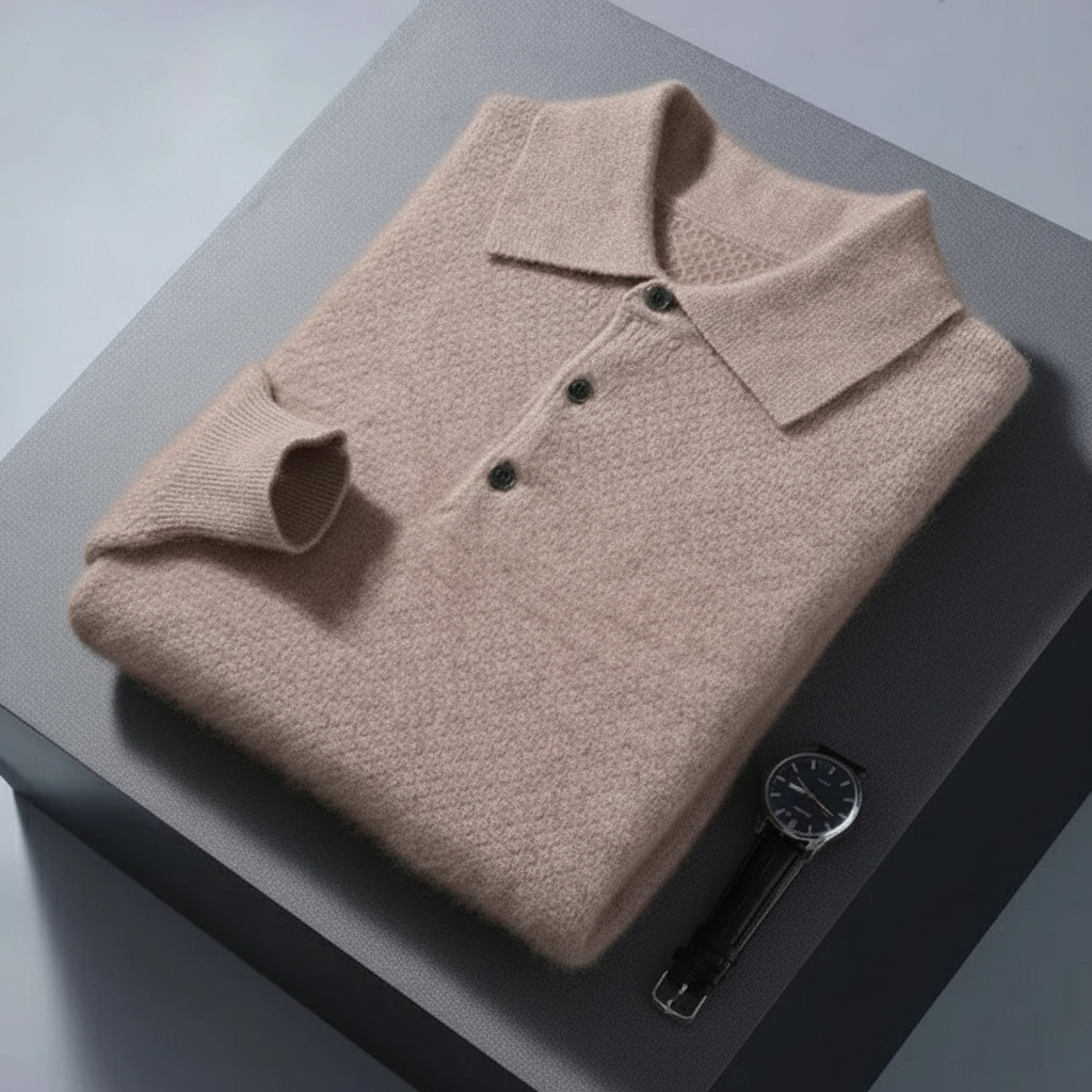 Men's Casual Button Cashmere Polo Warm Comfortable Sweater