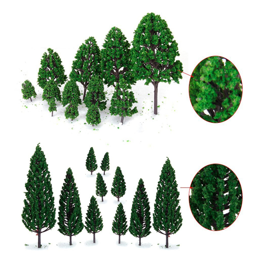 22pcs Green Mini Tree Set Scenery Architectural Landscape Model Trees